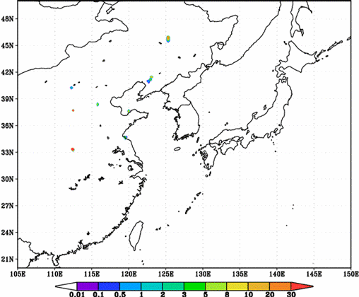 東アジアにおけるSO2の移流拡散